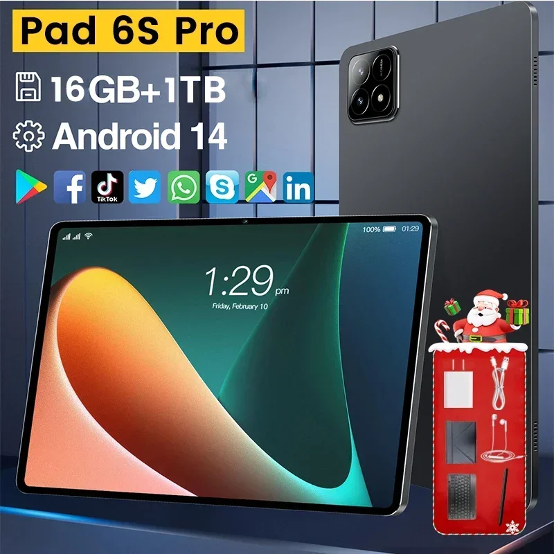 ใหม่Xioami Pad 6S Proแท็บเล็ต 2024 10.1 นิ้วAndroid 14 Napdragon888 Tablette 16GB + 1024GB 10000Mah 5G SIM WIFIแท็บเล็ตพีซีGoogle