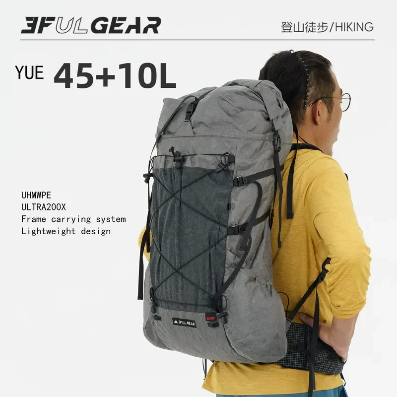 3F GEAR YUE 45+10L ULTRA Outdoor Ultralight Backpack for Women and Men with Adjustable System X-PAC Breathable Rucksack for