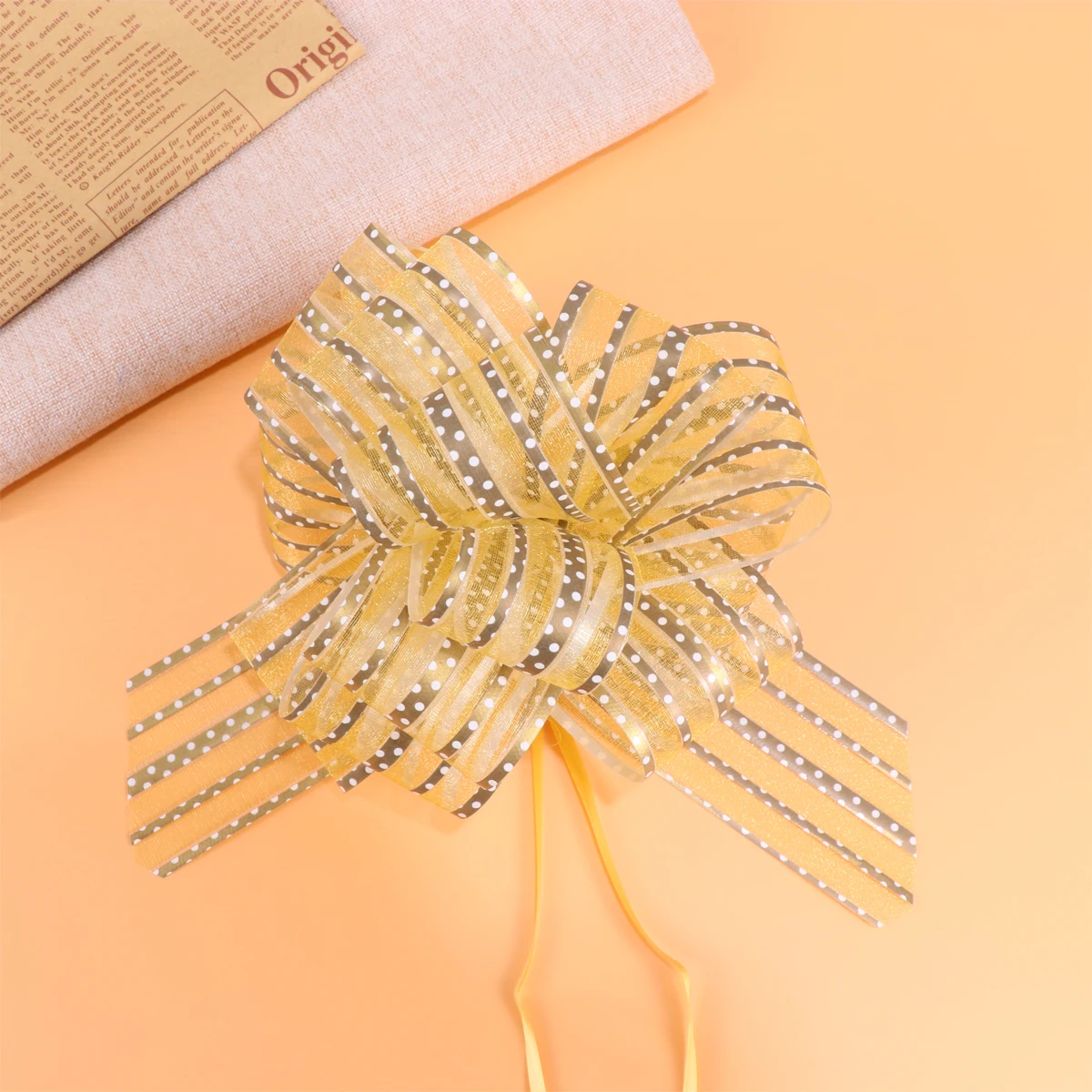 

10 Pcs Yarn Ball Flower Wedding Pull Bows Gifts Straight-pull Large Orange Tie Bulk