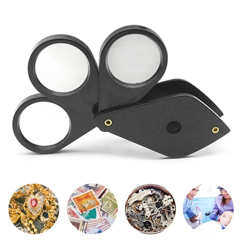 Handheld Glass 4x 8x 12x Foldable Lens Portable Eye Loupe Magnifier for Inspection Jewelry