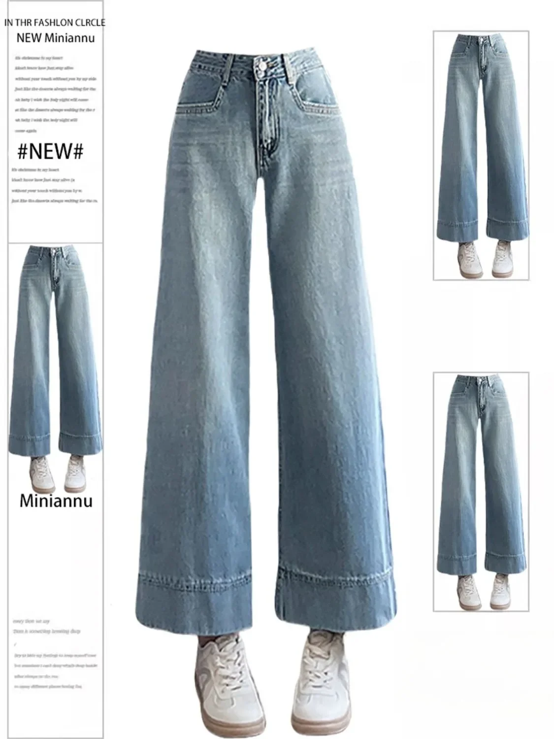 

High Waist Wide Leg Jeans Women Korean Style Loose Straight Baggy Denim Pants Vintage Streetwear Casual Trousers