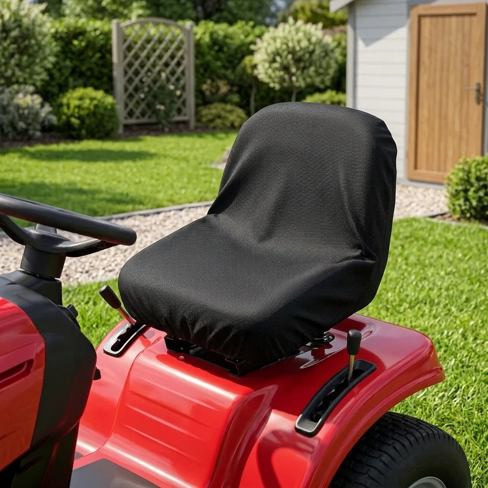 Grass Mower Seat Cover 50cm Black Fabric - Designed for Riding Mowers Lawn Tractors Adjustable Elastic Edge Fit