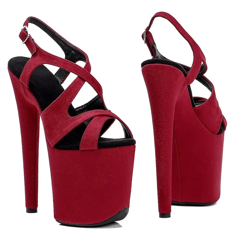 New 20CM/8inches Suede Upper Sexy Exotic High Heel Platform Party Sandals Pole Dance Shoes Model Shows Sandals 065