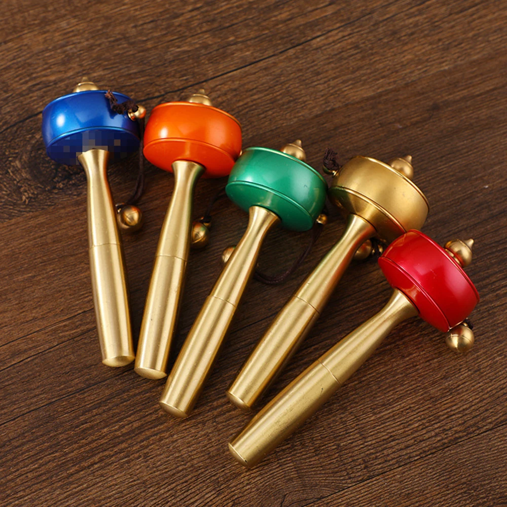 Tibetan Mini Hand Cranked Copper Prayer Wheel, Eight-Auspicious Six-Characters Mantra Wheel, Silent Drum, Home Decor Crafts