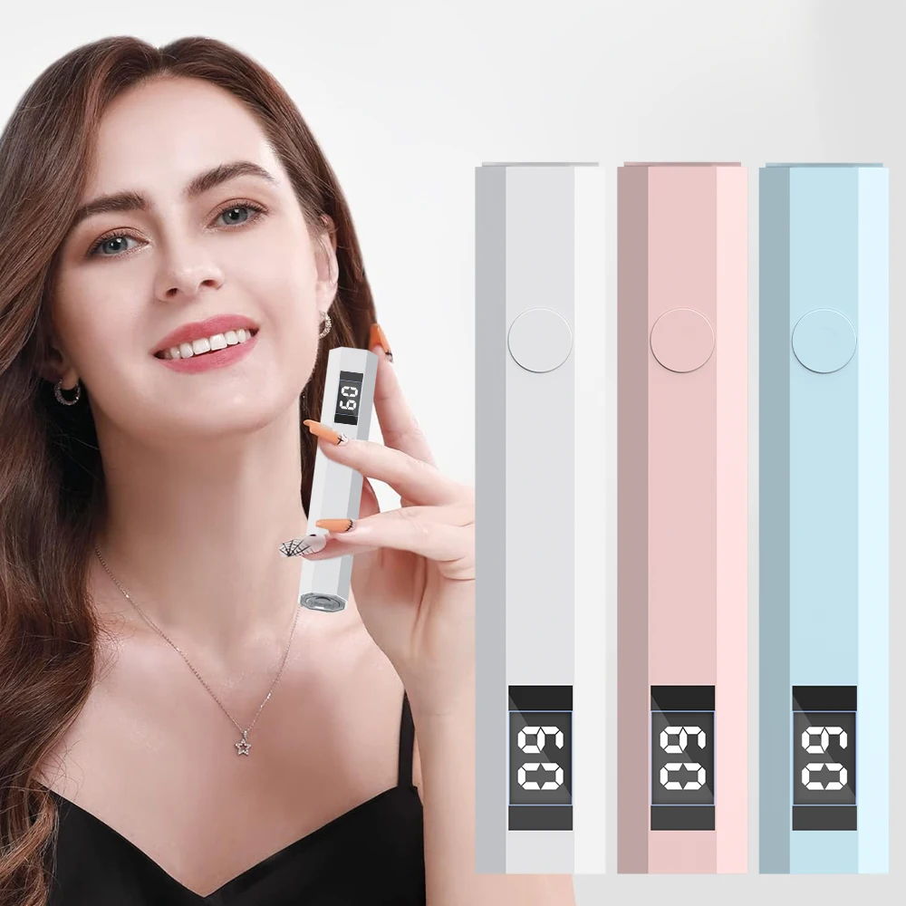 Timing Display Mini Handheld UV Light for Gel Nails, Rechargeable LED Nail Lamp with 20s/60s Timer for Flash Cures and Quick Dry