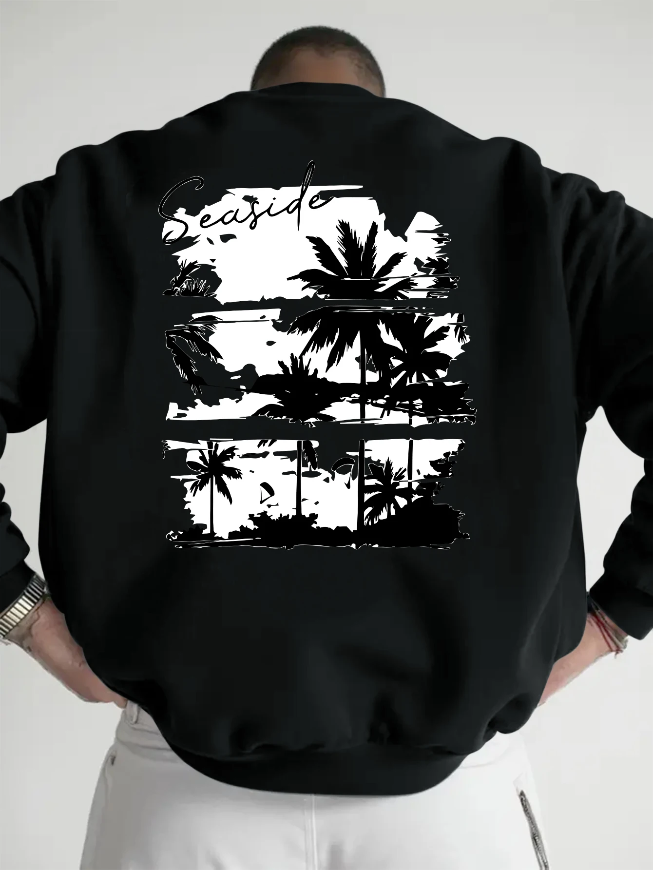 Retro Lemon Vacation Sweatshirt Men Sunshine Fruit Letter Print Oversized Crewneck Holiday Aesthetic Streetwear