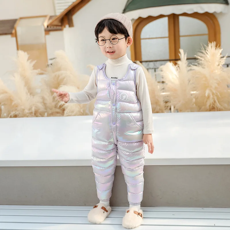 New Boys Warm Overalls Autumn Girls Thick Pants Baby Kids Jumpsuit High Quality Clothing Winter Children Ski Down Overalls