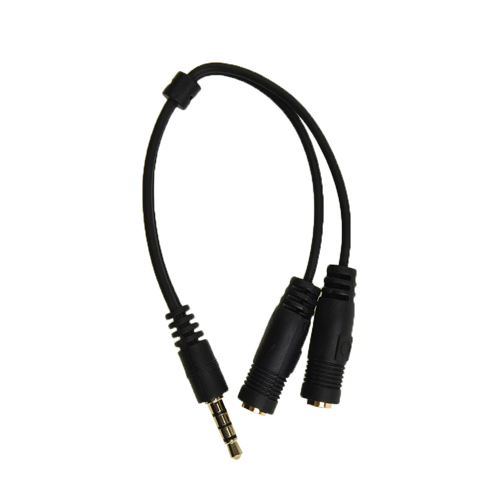 Audio Stereo pria ke 2 wanita 3.5mm adaptor Splitter Headset mikrofon Headphone ja-ck Y adaptor kabel Splitter