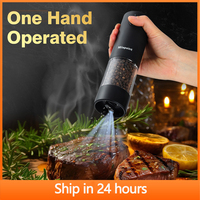 Huohou Milepoint Electric Salt and Pepper Grinder Seasonings Spice Mill LED Light 5-Mode Rechargeable 2pcs Kitchen Cooking Tools