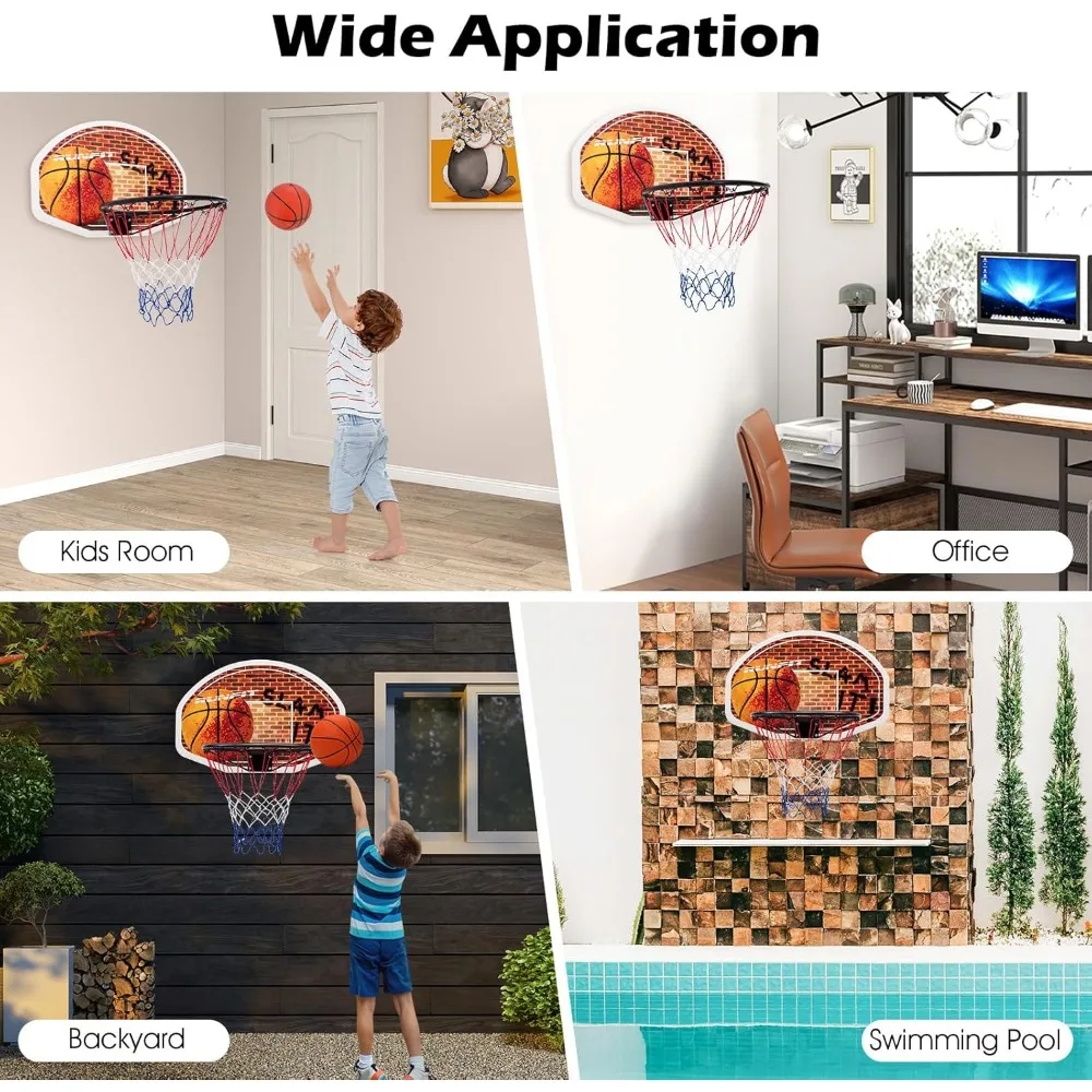 ポータブル壁掛けバスケットボールフープ - 屋内/屋外プレイ用の29インチ x 20インチのバックボード、大人と子供に最適