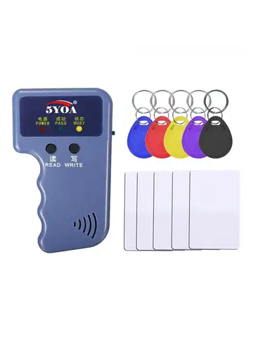 Handheld 125KHz Read EM4100 TK4100 RFID Copier Writer Duplicator Programmer Reader EM4305 T5577 Rewritable ID Keyfobs Tags Cards