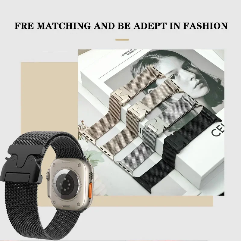 애플 워치용 밀라노 루프 팔찌 스트랩 밴드, 아이워치 시리즈 10, 9, 7, 8, 4, 5, 6, SE, 울트라 2, 46mm, 44mm, 45mm, 41mm, 49mm, 42mm, 40mm