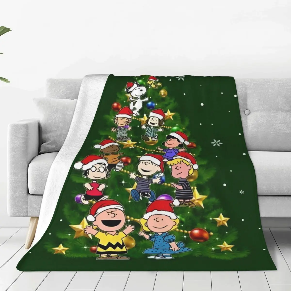 Snoopy Christmas Cartoon Soft Blanket Travel Office Plush Throw Blanket Funny Living Room Flannel Bedspread Sofa Bed Cover