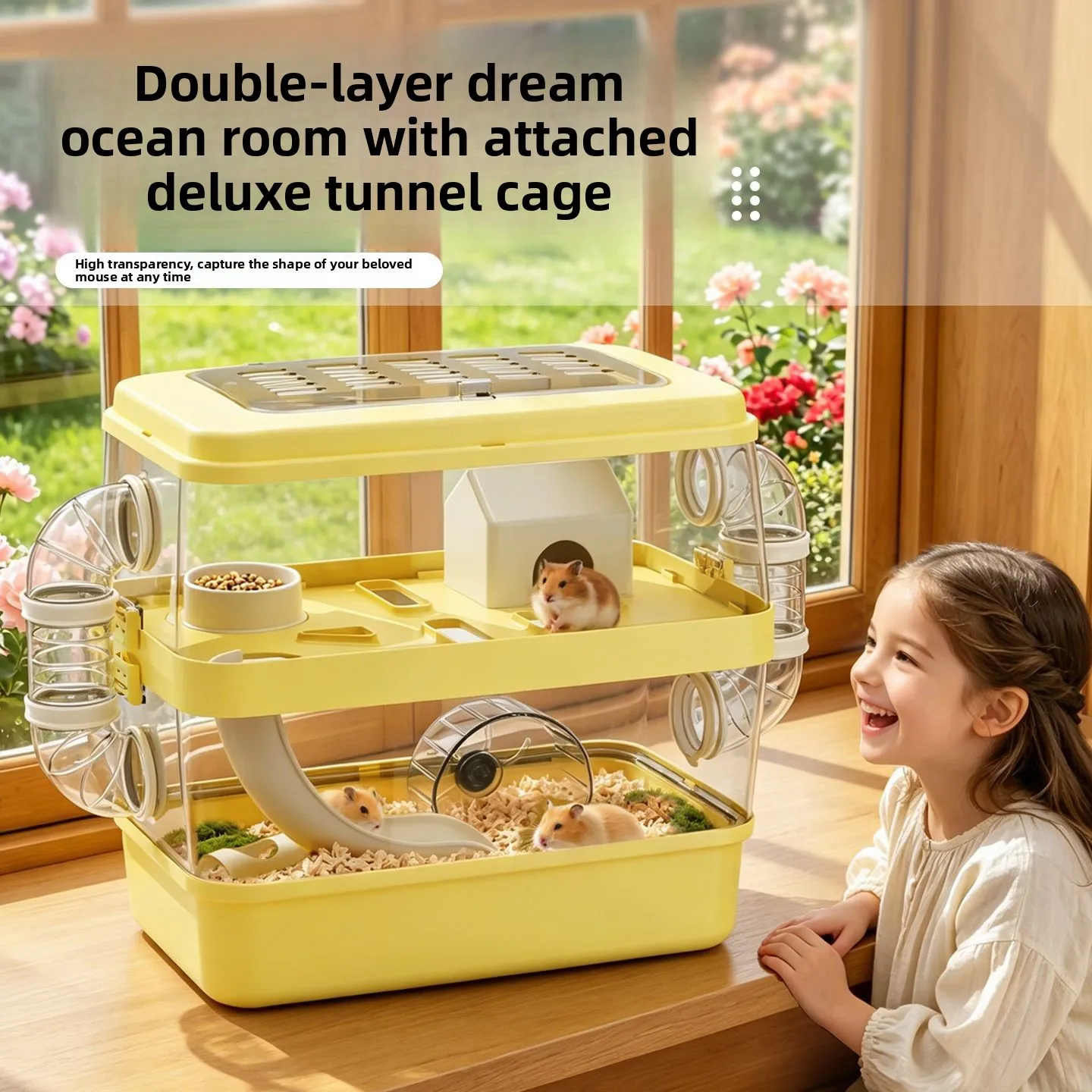 Super large hamster cage landscaping golden bear special luxury villa escape house double raising box pet supplies