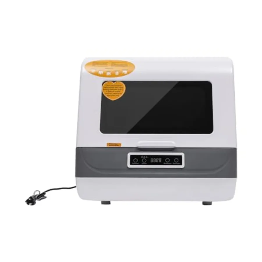 

Compact 110V 1200W Portable Countertop Dishwasher with 2Gallon Water Tank and 3 Washing Programs Featuring 360 Rotating Spray a