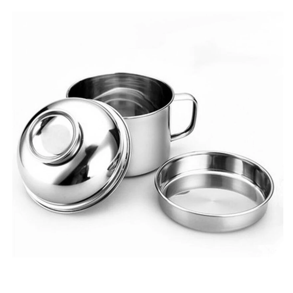 

Stainless Steel Meal Cup 14Cm Food Container Double Layer Portable Lunch Box Eco-Friendly Magnetic Closure For