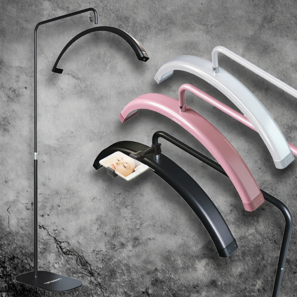 

Beuty Lamp Half Moon Light for Cosmtics Eyelash Led Photography Ring Light With Floor Tripod for Lashes Beuty Salon