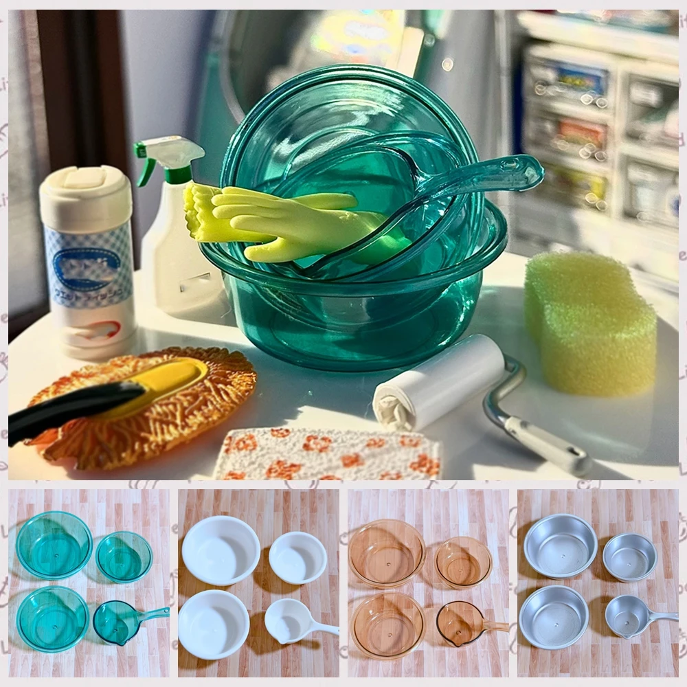 Herramientas de cocina para casa de muñecas en miniatura, cuchara de agua de plástico transparente/cuchara de agua para baño, accesorios para muñecas, 4 Uds.