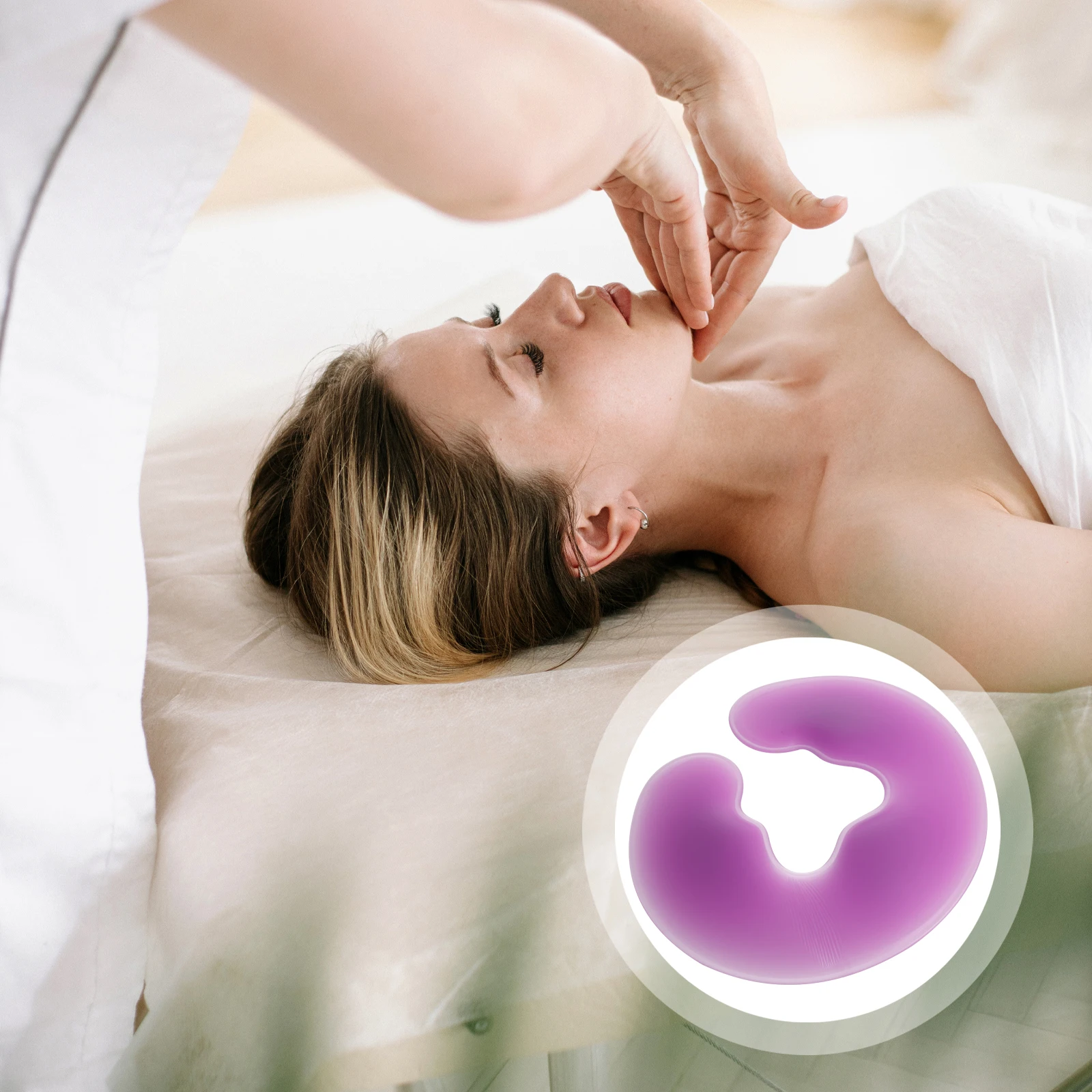 

Силиконовая подушка для лица в спа-салоне, U-образная подушка для всего лица, моющаяся многоразовая удобная массажная подушка для спа