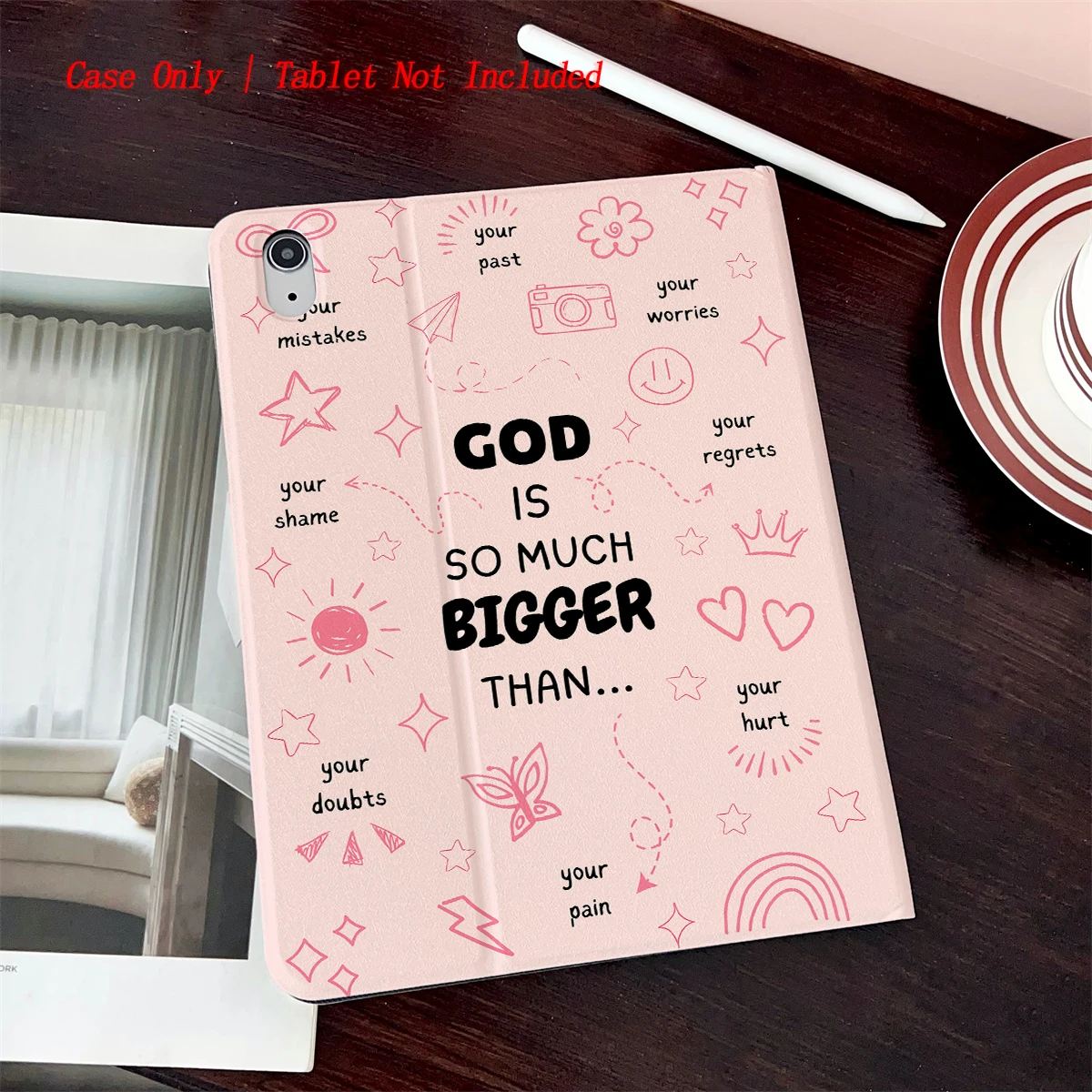 

8 Fresh Style Printed iPad Case, 360° Rotating Stand & Pen Slot,Book Style, Auto Sleep/Wake, Compatible with Various Apple iPads