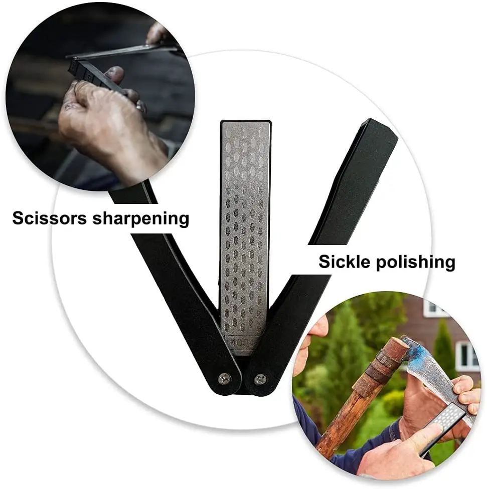 Double Sided Folded PocketSharpener Diamond Knife Coarse Diamond Sharpening Stone 400 Grit Foldable Knife Sharpener Gritstone