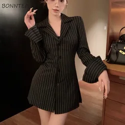 Long Sleeve Shirts Women Striped All-match Slim Fit Korean Fashion Inner Office Lady Classic Spring Popular Interview Mujer Ins