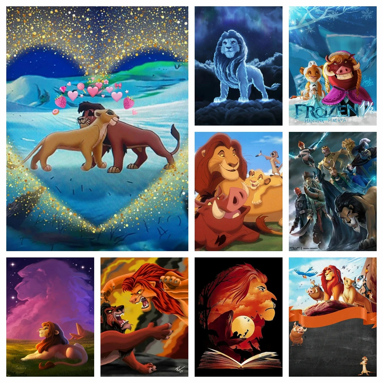 5D DIY ديزني الماس مجموعات الطلاء الكرتون الحيوان الأسد الملك التطريز اليدوية فسيفساء ديكور فني للمنزل الأطفال هدية الحرف