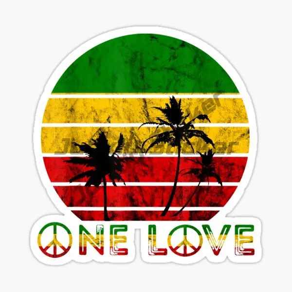 Rasta, Reggae Round ONE Love Peace Sign Sticker Accessories Camping Laptop Auto Interior Car Stickers Jdm Decor