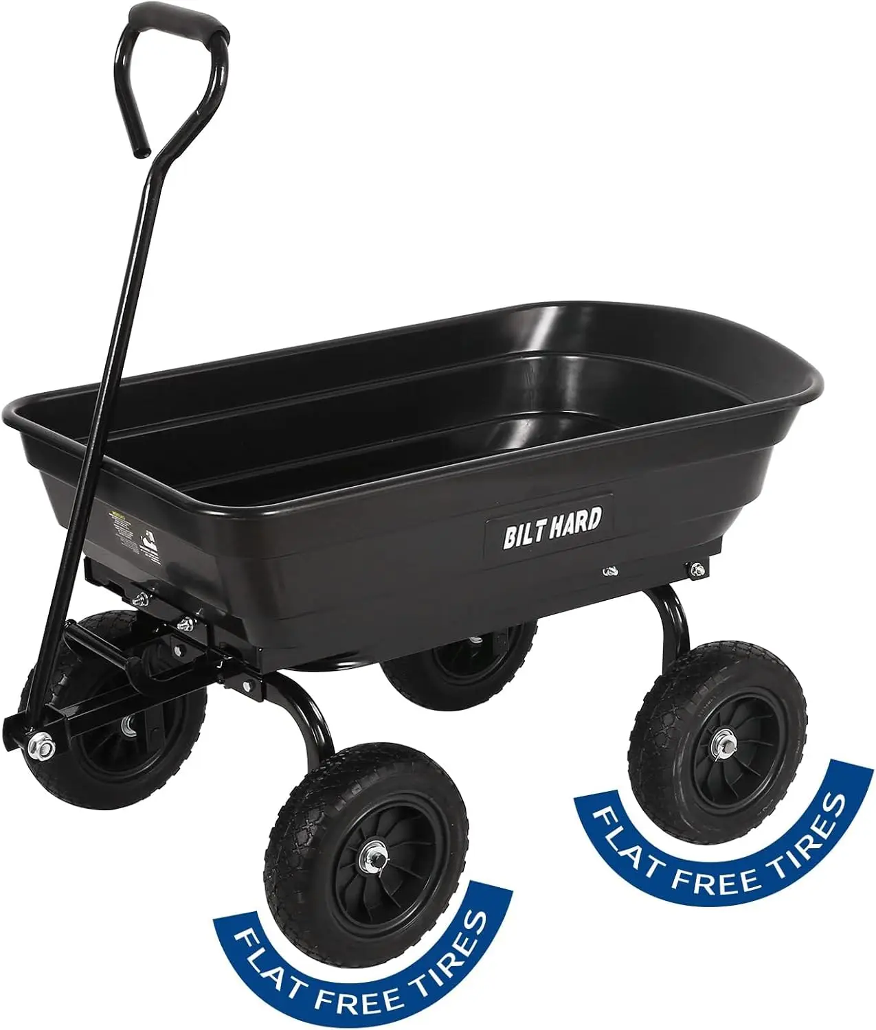 

4 Cu.Ft. 10" No-Flat Tires Poly Yard Dump Cart with 180° Rotating Handle 600 Lbs Capacity Heavy Duty Garden Carts and Wagons