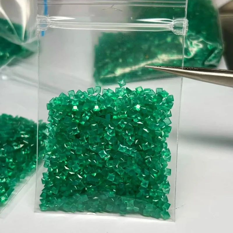 Princess Cut Colombian Emerald Lab Grown Small Size Charms Gemstone for DIY Advanced Jewelry Making Materials Natural Colour