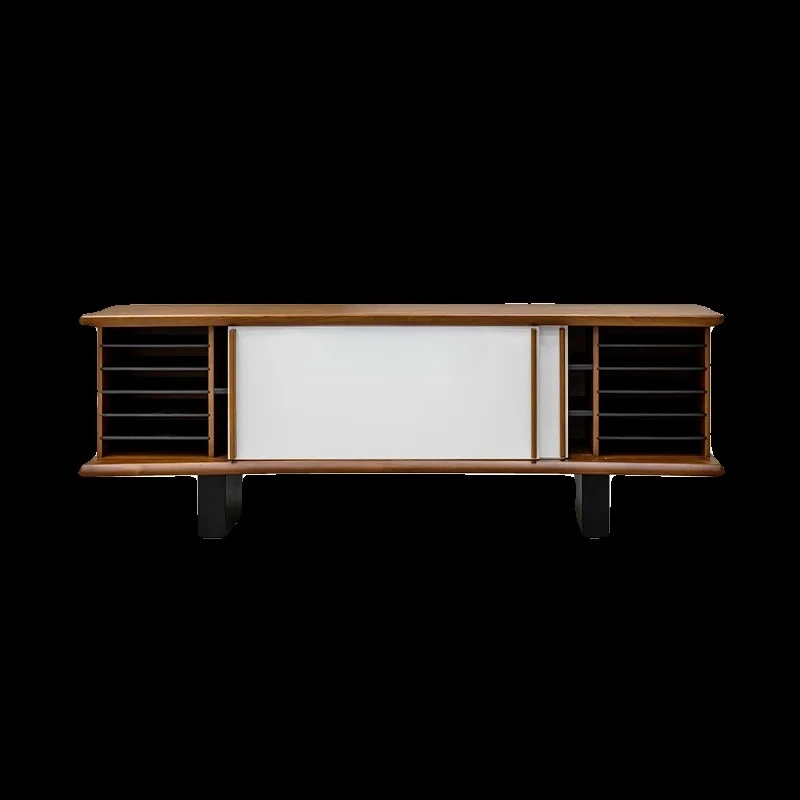 

Medieval, solid wood long dining side cabinet, simple home retro cabinet in the living room
