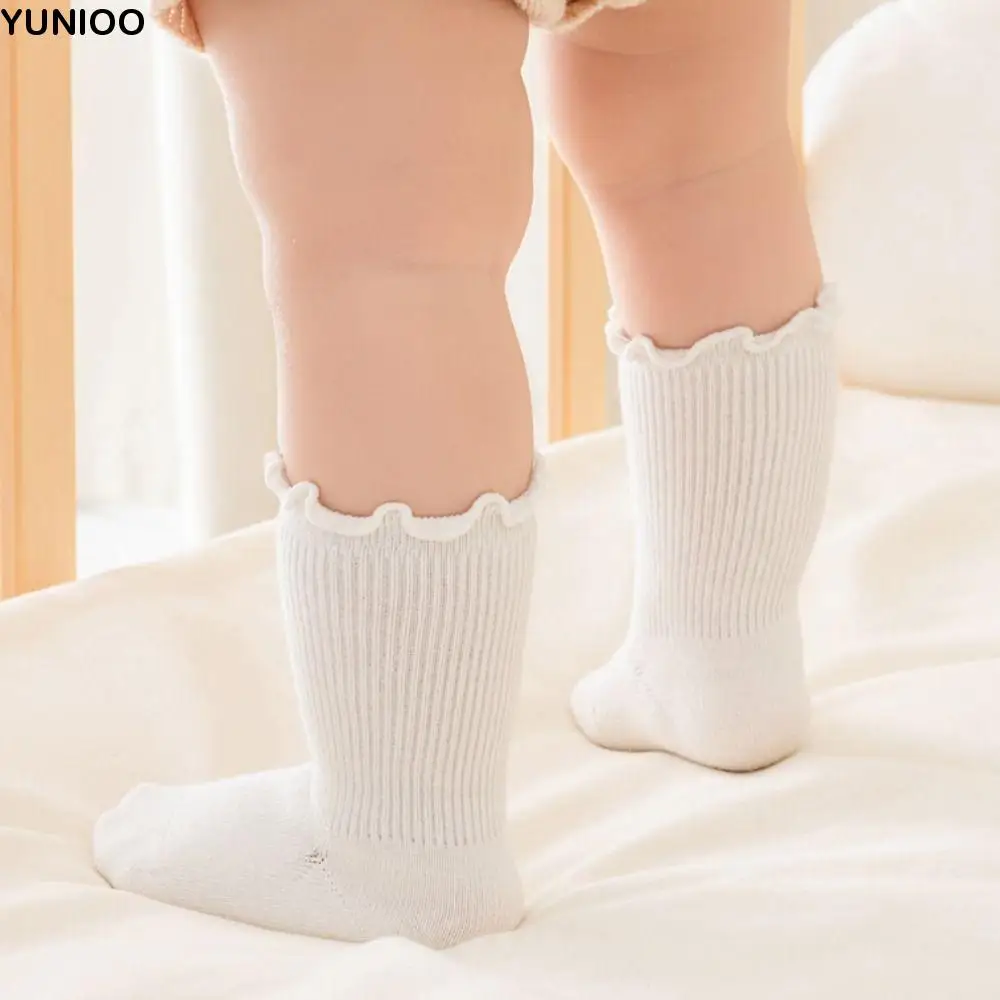 

5Pairs Fashion Ruffle Baby Cotton Socks Autumn Spring Cute Toddle Short Tube Socks Breathable Mid-calf Newborn Socks Newborn