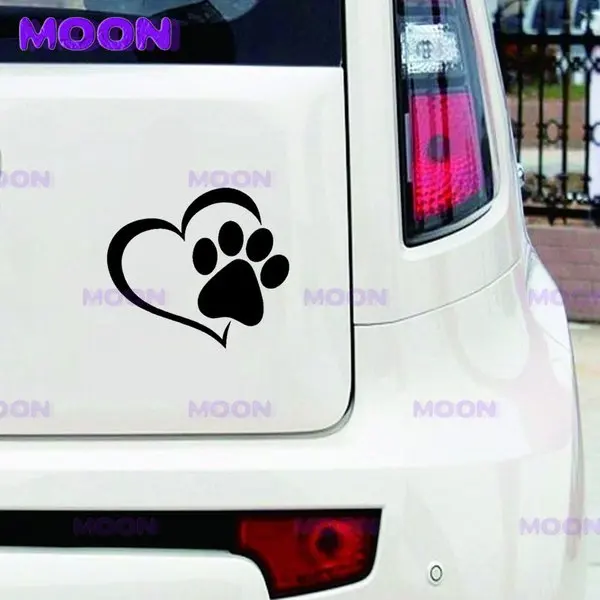 Cute dog paws and peach heart car stickers Cartoon dog cat love pet car stickers Suitable for car window decoration