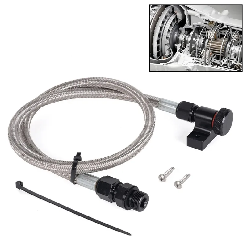 22200 Braided Stainless Steel Transmission Dipstick For 10-23 Fullsize Truck 4R70E 4R75E