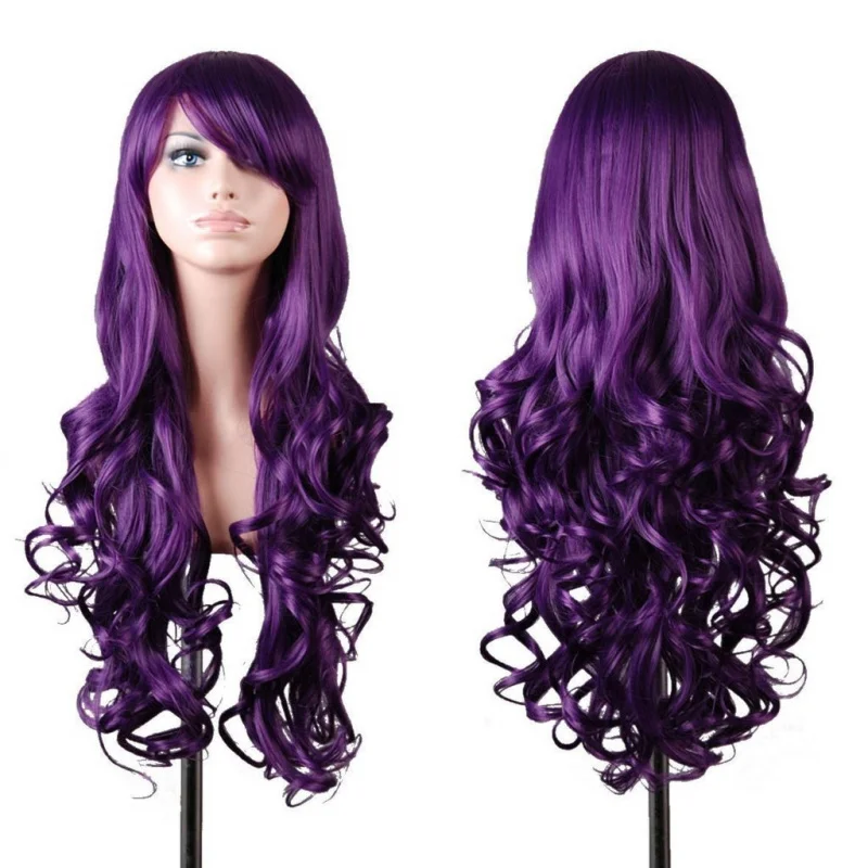 

Wigs 32 inch Wavy Curly Cosplay Wig With Wig Cap and Comb
