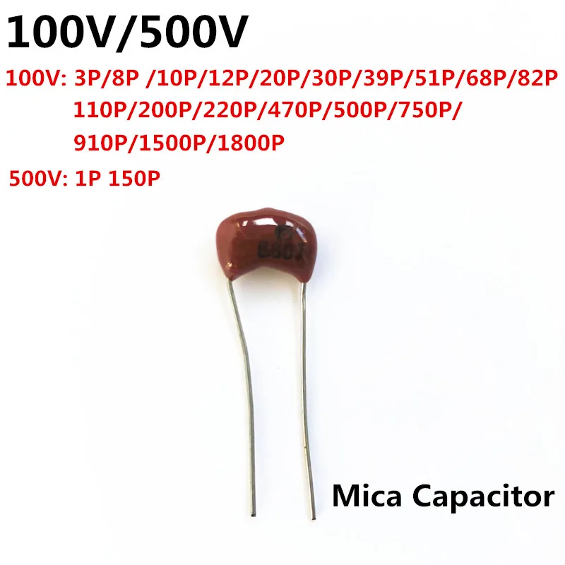 Silver mica capacitors Used in high-end products 63V 100V 500V Guitar Amplifier Silver MICA Capacitor Radial For Audio Amp 1PCS