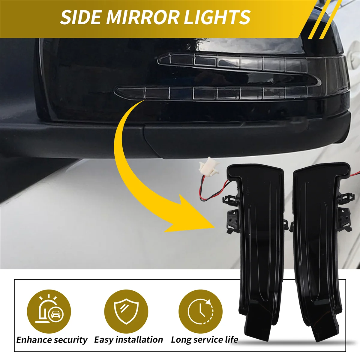 #900B Car Rearview Mirror Turn Light for Mercedes-Benz A B S C E GLA GLK (Smoked)