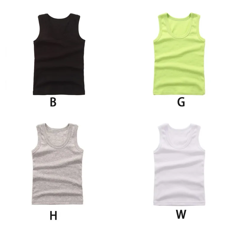 Summer Girls Casual Vest Children Clothing Kids Baby Boy Sleeveless Tops Solid Color T-shirt Tees Outfit Toddler Girl Top 3-8Y