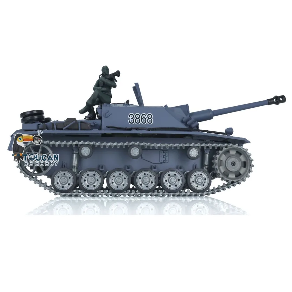 بيع الولايات المتحدة Henglong 1/16 مقياس 7.0 مخصص Stug III RTR دبابة مع جهاز للتحكم عن بُعد 3868 عجلات المسارات المعدنية #4
