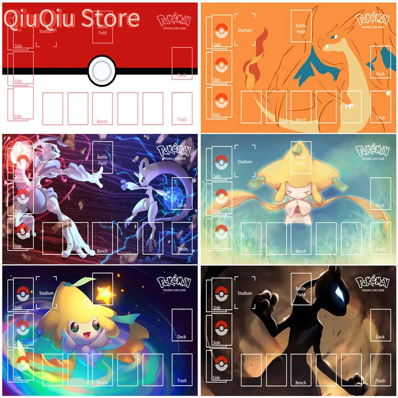 Pokemon PTCG Mewtwo Charizard Mew Jirachi tapis de jeu de combat tapis de jeu de cartes à collectionner jeu de cartes dédié contre le nouveau tapis de Table 60X35CM