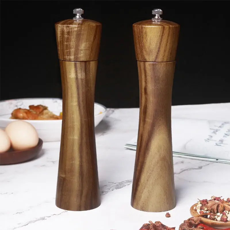 8-inch Solid Wood Pepper Grinder,Acacia Wood Manual Black Pepper Seasoning Bottle,Kitchen Spice Shaker Tools,Hand Ground Grinder