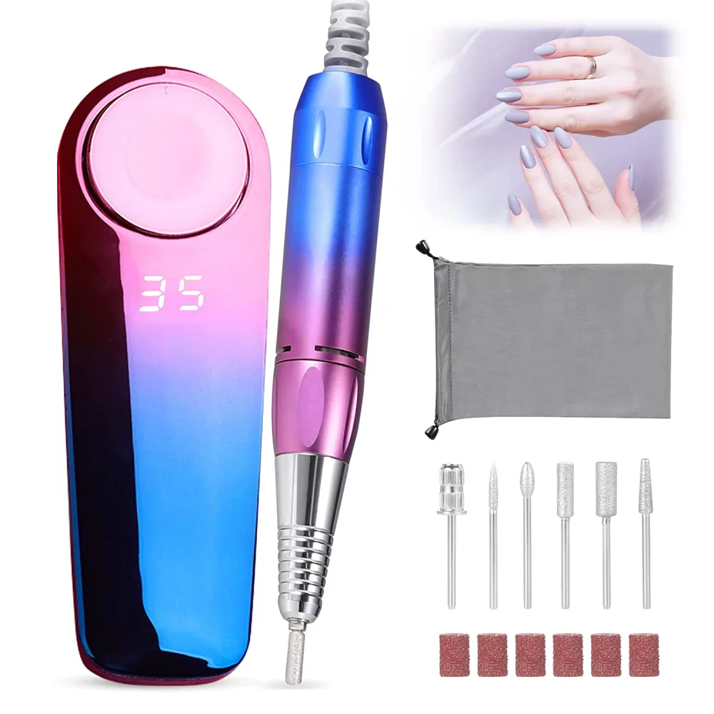 

35000RPM Rechargeable Electric Nail Drill Gel Polish Manicure Machine Milling Cutters Nail File Nail Supplies For Professionals