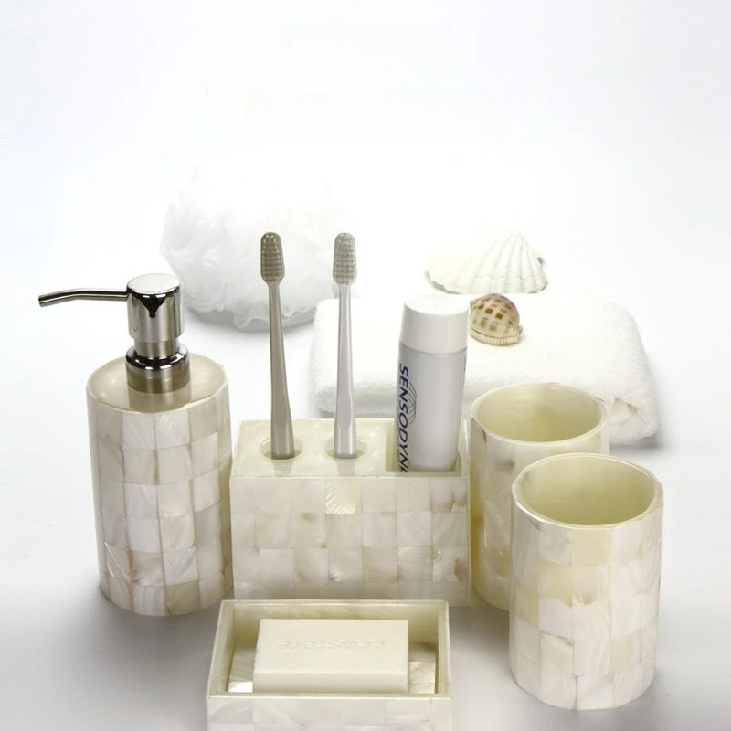 Modern Bathroom Five Piece Set Waterproof Toilet Set Moisture Proof Toothbrush Cup Sturdy Multifunctional Bathroom Fixture
