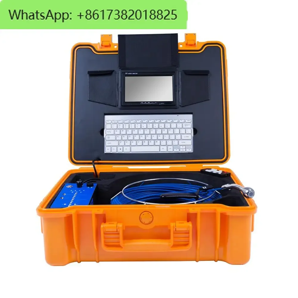 New Arrival 20m 7 inch Monitor 25mm Camera Head Sewer Pipe Inspection Camera System With Meter Counter Keyboard Typing DVR