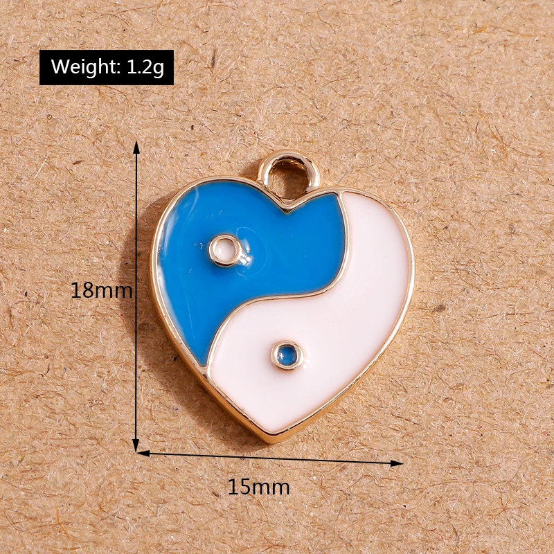 10 stücke Bunte Emaille Liebe Herz Charme für Schmuck Machen Frauen Nette Tropfen Ohrringe Anhänger Halsketten DIY Armbänder Handwerk Geschenk – Detail 8