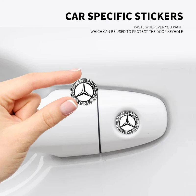 2/5/10pcs Car Lock Keyhole Stickers Decoration Protection For Mercedes Benz C180 C200 C260 C300 W108 AMG CLA W206 W220 W211