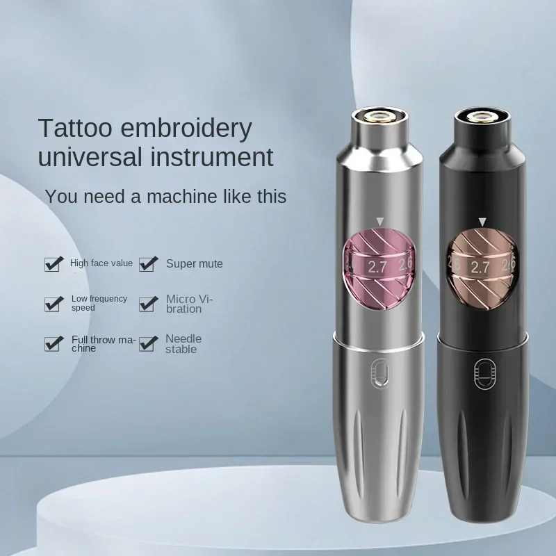 Embroidery Machine Eyebrows Eyes Lips Tattoo Portable Double-Headed Full Throw All-in-One Machine Four-Gear Mute Stable Needle