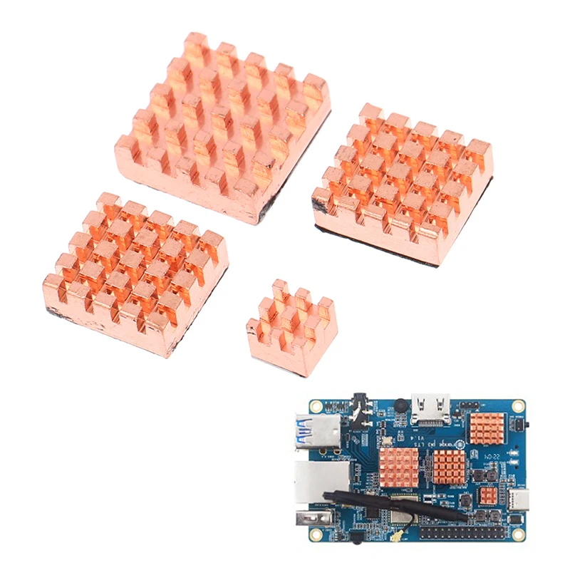 4Pcs/Set Pure Copper Heatsink For Orange Pi 3 LTS CPU Chip Cooling Heat Sink Kit