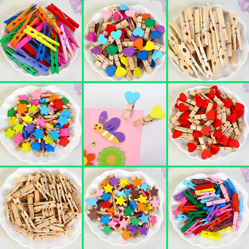 Colorful Wooden Clip Photo Ballet Clips Kindergarten Children's Manual Diy Decoration Love Wooden Clip Note Clip