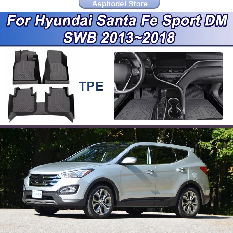 

LHD TPE Car Floor Mat For Hyundai Santa Fe Sport DM MK3 SWB 2013~2018 Interior Foot Tray Liner Carpet Interior Auto Accessories